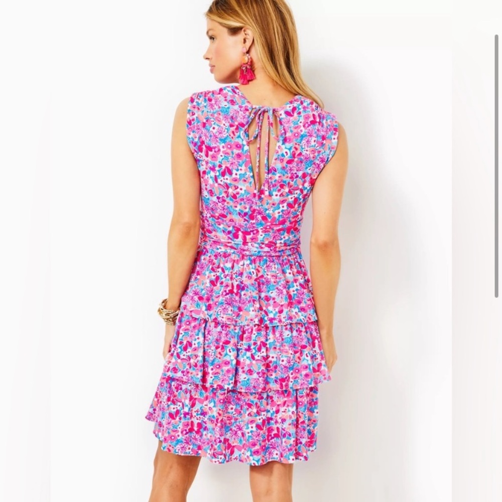 Lilly Pulitzer Faye Pink Floral Tiered Ruffle Dress - Picture 6 of 6
